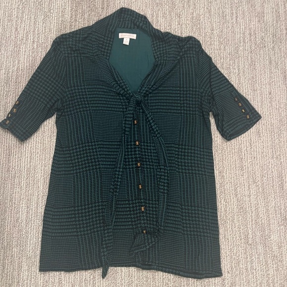 Charter club medium Forrest green plaid button top (very soft!) - Picture 3 of 8